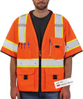 Dib Safety Reflective Mesh Vest ANSI Class 3, High Visibility with Pockets and Zipper, Made with 3M Reflective Tape, Orange 4XL