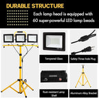 21000 Lumen Work Lights with Stand, 3 Adjustable Head LED Work Light, with Adjustable and Foldable Tripod Stand, Waterproof Lamp with Individual Switch with 6500 Kelvin Color Temperature