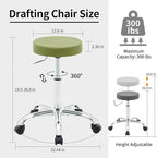 Office Drafting Chair, Adjustable Drafting Stool on Wheels 19.5’’-26.6’’, Green Salon Rolling Chair (Green)
