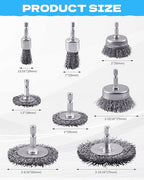 Rocaris 24 PCS Wire Wheel Brush for Drill , Carbon Steel Drill Wire Brush Set with 1/4-Inch Hex Shank for Rust Removal, Corrosion and Scrub Surfaces