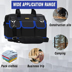 20 Inch Tool Bag, Waterproof Wide Mouth Tool Kit, Heavy Duty Tool Bag Organizer With Shoulder Straps and Molded Base, Tool Storage Package For Screwdrivers, Pliers, Nut Drivers (Blue20IN)