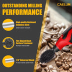 CAELUM 2 Pcs Rotary Burr Kit, 1/8" Shaft, Very Coarse - Woodworking Attachment for Dremel, Foredom, DeWalt, Milwaukee Tools, Carving Burrs for Carving Engraving in Wood, Rubber, Plastic
