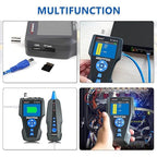 Network Cable Tester, NF-8601S TDR Multifunction LCD Tracer for RJ45, RJ11, BNC, Metal Cable, PING/POE Length Measurement Phone Line Tracer, Diagnostic Tool Tester