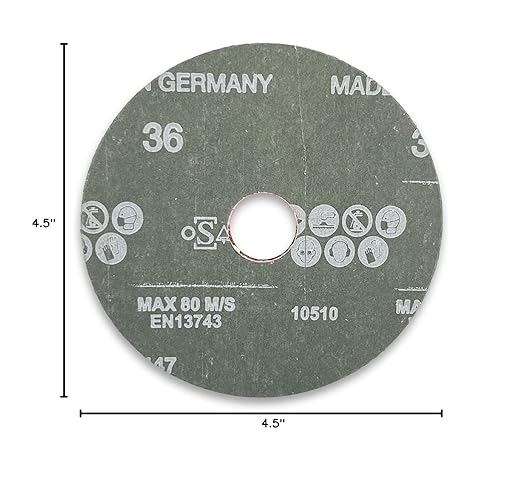 VSM 50-Pack - 4-1/2 inch 50 Grit (Medium) - Ceramic Resin Fiber Discs with Top-Size, Tear Resistant Fiber Backing, Durable, Hand-Held Machine Compatible Sanding Discs