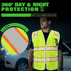 BeautyWill Custom Logo 10/20 Pack Safety Vest Class2 High Visibility Vest with Pockets Breathable Construction Vest Bulk