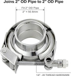 2 inch V Band Clamp - 2 sets of Quick Release Vband Exhaust Clamp with Flange Stainless Steel for Automotive exhaust system, turbocharger, downpipe and mufflers (2" - 2 Pack)