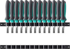 2 Pack Wall-Mounted Screwdriver Organizers with Screws - Heavy-Duty ABS Plastic Tool Holder for Screwdrivers, Wrenches, Piers - Garage Workshop Storage (Black,2 PCS)