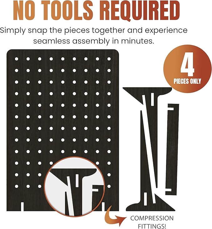 Torched Pegboard Display Stand for Jewelry, Craft Shows, Selling, Vendor Events, Tools, Peg Board Accessories Rack Organizer, XL 11.75" L x 4.3" W x 15.75" H, Ebony