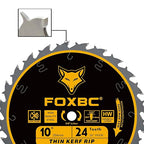 FOXBC 10-Inch Thin Kerf Ripping Table Saw Blade for Wood Cutting, 24-Tooth FTG, 5/8-Inch Arbor