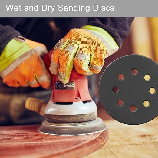 100 Pcs 5 Inch Sanding Discs Hook & Loop 8 Holes Wet Dry 2000 Grit Sandpaper Silicon Carbide Sand Paper for Orbital Sander Automotive Wood Plastic Metal Polishing (100Pcs 2000 Grit)