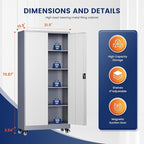 Yizosh Metal Garage Storage Cabinet with Locking Doors and Adjustable Shelves,- 75" Rolling Steel Tool Cabinet for Home Office,Garage,Warehouse