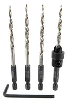 FTG USA Adjustable Wood Countersink Drill Bit #8 (11/64") with 3 Tapered Drill Bits for Woodworking