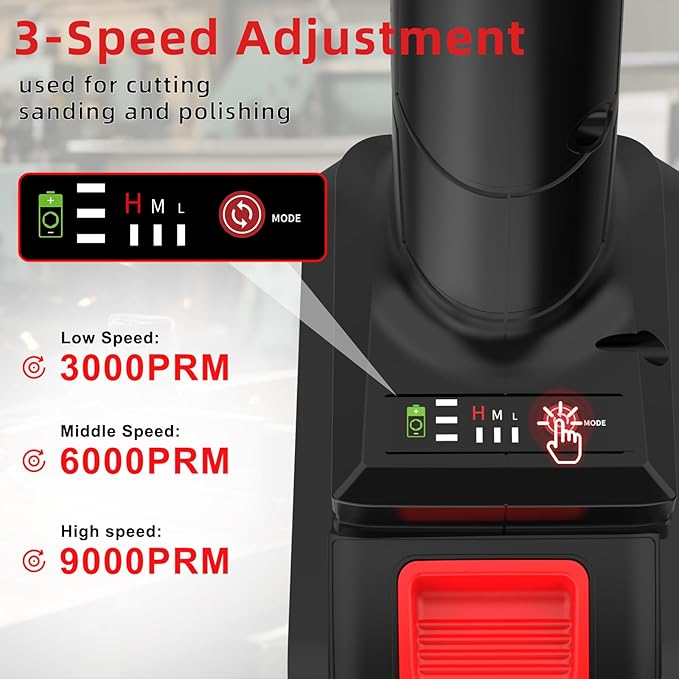 NAWIN 20V-cordless angle grinder 4-1/2'' cut off tool 2×4.0Ah Batteries & Charger,Max Brushless Motor 9000 RPM for Cutting, Grinding,Polishing（angle grinder variable speed）