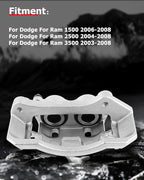 cciyu Front & Rear Brake Calipers Assembly w/Bracket 18-B4891 18-B4890 18-B4895 18-B4894 For Dodge For Ram 1500 2006-2008,For Dodge For Ram 2500 2004-2008,For Dodge For Ram 3500 2003-2008