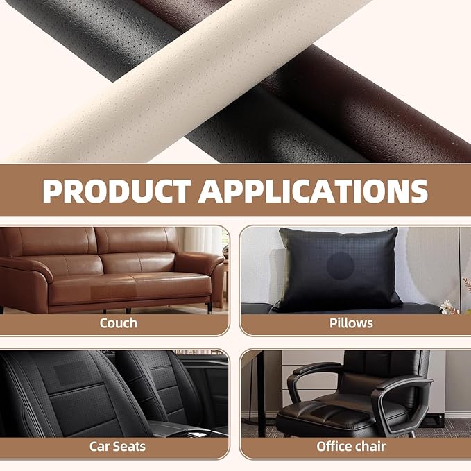 Shagoom Leather Repair Patch, Strong Sticky Repair Patch Self Adhesive Waterproof, DIY Large Leather Patches for Couches, Furniture, Sofa, Car, Chair (Dark Brown, 3.5X79 inch)