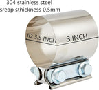 Butt Joint Band Clamps,Exhaust Muffler Clamp Exhaust Pipe Clamps Sleeve Stainless Steel (4, 3.5'')