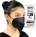 BNX KN95 Face Masks Made in USA (Adult Large, Adult Medium, Kids Small) (Earloop) (Model: E95/E95M/E95S)