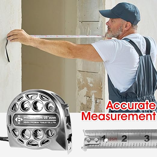 2 PCS/Pack Tape Measure 25'FT Foot/7.5M Retractable Measuring Tape Double Side Scale Handy Stainless Steel Measurement Tape for Construction Household Woodworking (2)