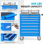 7 Drawers Metal Rolling Tool Chest, Portable Storage Tool Box with Wheels, Toolbox on Wheels for Warehouse, Garage, Repair Shop and Tool Room