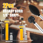 CAELUM 2 Pcs Rotary Burr Kit, 1/8" Shaft, Very Coarse - Woodworking Attachment for Dremel, Foredom, DeWalt, Milwaukee Tools, Carving Burrs for Carving Engraving in Wood, Rubber, Plastic