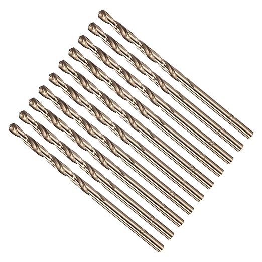 Drill Bit, #29 Cutting Diameter, 4341 HSS Gold Finish 135° Cutting Angle Number Jobber Bits - (Applications: for Drilling Soft Metal Plastic Wood), 10-Pieces