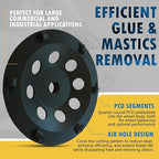 7" PCD Grinding Wheel for Epoxy, Glue, Mastic and Paint, 6 PCD Segments, 5/8"-11 Threaded Arbor