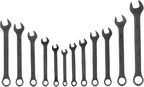 NEIKO 03582A Combination Wrench Set, 12 Pc Raised Panel Combo Wrenches Set, Metric and Standard, Black Oxide Drop Forged Carbon Steel, Mechanic Open End Wrench Set, Small Box End Wrench Set SAE & MM