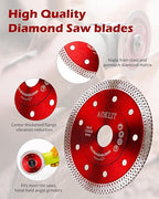 5 Pcs Diamond Saw Blade, 4" Super Thin Tile Grinding Blade, Diamond Blade for Angle Grinder Cutting Porcelain Tile Granite Marbles
