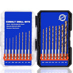 Hex Shank Cobalt Drill Bit Set 16Pcs 1/16"-3/8", M35 HSS Twist Impact Drill Bits for Metal and Hardened Steel, with Indexed Storage Case