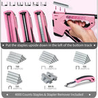 SHALL 6-in-1 Staple Gun Heavy Duty - Pink Upholstery Stapler Nail Gun with 4000 Counts Staples, Women Manual Brad Nailer with Stapler Remover for Wood, Crafts, Fabric, Decoration, Carpentry, Furniture