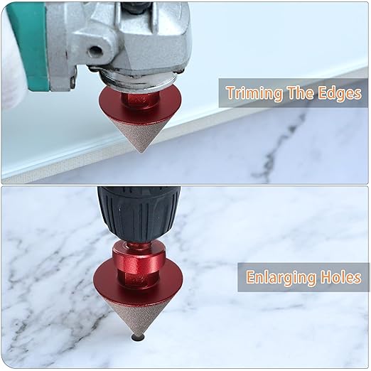 HARFINGTON Diamond Beveling Chamfer Bits 50mm Dia 5/8-11 Thread Cone Grinder Bit with Adapter, Countersink Drill Bit to Enlarge Holes for Porcelain Tile, Marble, Ceramic, Glass, Stones