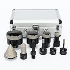 Diamond Tile Hole Saw Kit, 10 PCS Diamond Drill Bit Set, Diameter 6/6/8/19/35/51/65mm for Tile Porcelain Ceramic Marble, with 20mm Finger Bit, 50mm Chamfer Bit and SDS Adapter