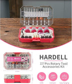 HARDELL Rotary Tool Accessories, 230pcs Power Rotary Tool Accessories Kit, 1/8"(3.2mm) Diameter Shanks, Universal Fitment for Easy Cutting, Polishing, Sanding, Carving, Grinding(Pink)