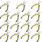SINJEUN 15 Pack 6 Inch Needle Nose Pliers, Long Needle Nose Pliers with Wire Cutter, Insulated Handle Side Cutting Long Nose Pliers for Cutting and Bending Wire