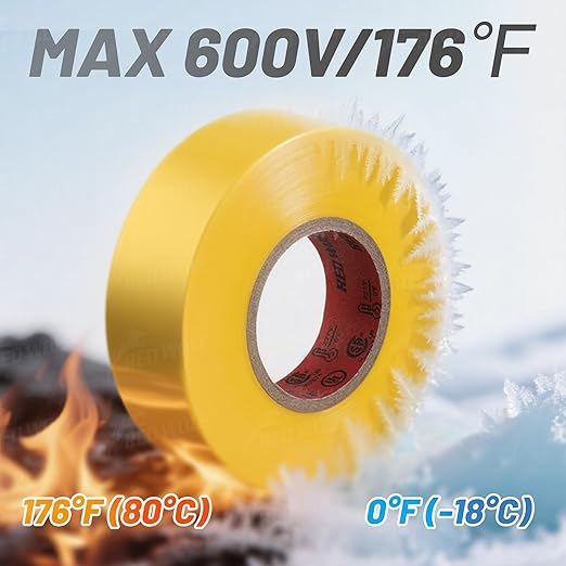 RED WOLF 10 Pack Colored Electrical Tape 3/4 Inch x 66 Ft Industrial Grade UL/CSA Listed 7 Mil Thick Flame Retardant High Temp Waterproof Electrical PVC Tape Electric Super Vinyl Rated 600V