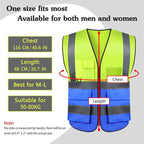 Safety Vests,Hi Vis Vest Reflective Vest with 5 Pockets and Zipper for Men Women, Neon Working Vest for Outdoor One Size