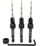 FTG USA Countersink Drill Bit Set for Wood with Tapered Drill Bit 3 Pc #6 (9/64")
