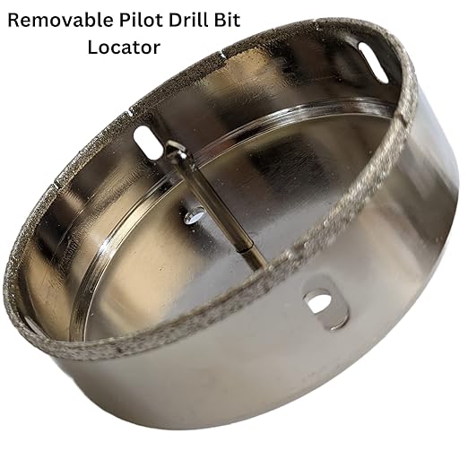Drilax 4-1/2" Diamond Hole Saw | 1.5" Cutting Depth | Removable Pilot Pin & Triangular 3/8" Shank | Drilling for Ceramic, Porcelain, Tile, Quartz, Granite, Marble | Pipes, Ducts & Recessed Lighting