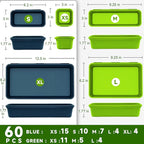 Tool Box Organizer Tray, Toolbox Desk Drawer Organizer, Tool Box Tray, Toolbox Organization Storage for Rolling Tool Chest (60PCS (Blue+Green))