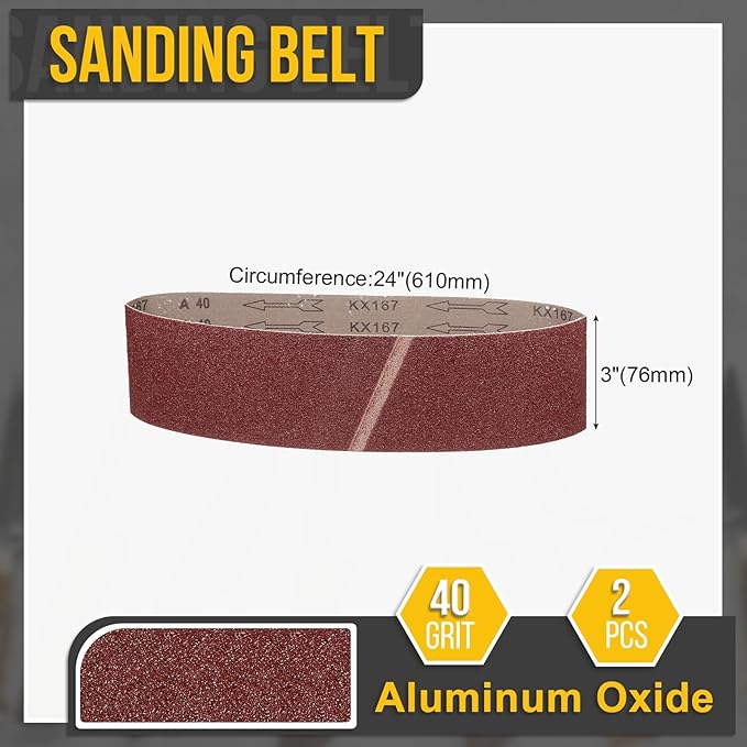 3 x 24 Inch Sanding Belt, 12 Pcs 40 Grit Knife Sharpener Belts Work Sharpening for Belt Sander Knife Carving Tool Metal Working