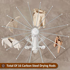 Clothes Drying Rack 2025 Upgrade 4-Legged 3-Tier Foldable Laundry Rack with 4 Pulleys 20 Clips,6 Shoe Dryers 16Drying Rods for Indoor/Outdoor, Camping, Poolside Space Saving, Whit