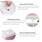 Collapsible Wash Basin 9L, Foldable Dish Tub with Drain Plug, Portable Collapsible Dish Basin, Camping Sink for Washing Dishes, Laundry & Kitchen Use (Pink)