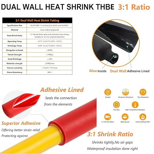Tinned Copper Cable Lugs 10pcs 2 AWG-3/8 90 Degree Bent Battery Lugs,Heavy Duty Wire Lugs,Ring Terminal,2 Guage terminals,Battery Cable Ends/Terminal Connectors with 10pcs 3:1 Heat Shrink Tubing