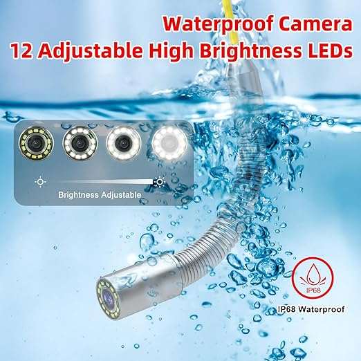 Sanyipace Self-Leveling Sewer Camera 165FT, Drain Plumbing Camera with 512Hz Pipe Locator, Feet Meter Counter, for Plumbers Homeowner Home Inspectors Construction Maintenance Worker