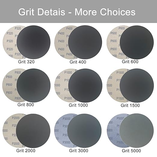 6 Inch 50 Pcs Wet Dry Sanding Discs Hook and Loop, 5000 Grit Sandpaper Automotive Wood Metal Polishing & Sanding, Silicon Carbide Sand Paper for Random Orbital Sander (Grit 5000)
