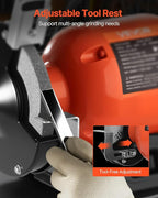 VEVOR Bench Grinder, 6-inch Single Speed Bench Grinder, 3450RPM High-Speed Table Grinders with 250W 2.1A Induction Motor, 36/60-Grit Grinding Wheels & LED Work Light for Fast Sharpening Grinding