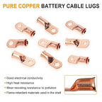 SVAAR 4 6 8 AWG Battery Lug Heavy Duty Battery Cable Ends, 4 6 8 Gauge UL Listed Cable Lug with 5/16" and 3/8" Ring Terminal,Bare Copper Crimp Connectors Wire Lug + Heat Shrink Tube