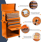 8-Drawer High Capacity Rolling Tool Chest - Big Storage Removable Tool Box w/ Lockable Drawers for Workshop & Garage (Orange)