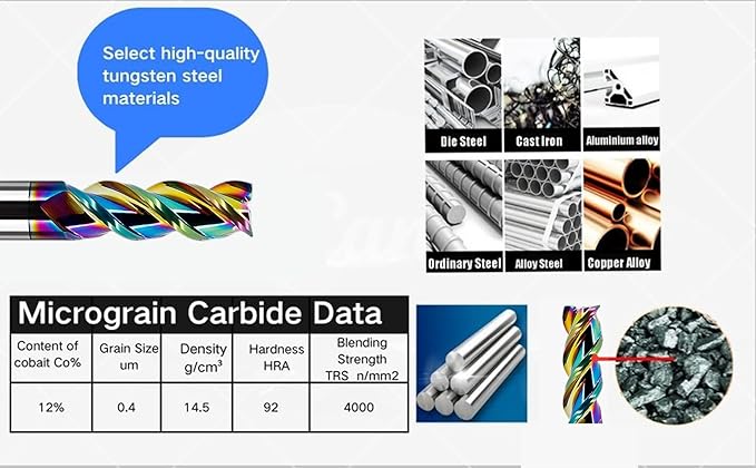 Metric Carbide Square End Mill - 3 Flute 1 PCS 6.0MM 【 ≈0.23622 inch】 HRC55° DLC Coating for Machining Aluminum and Copper Alloys Magnesium Alloys– Mill Bits Sets for AL