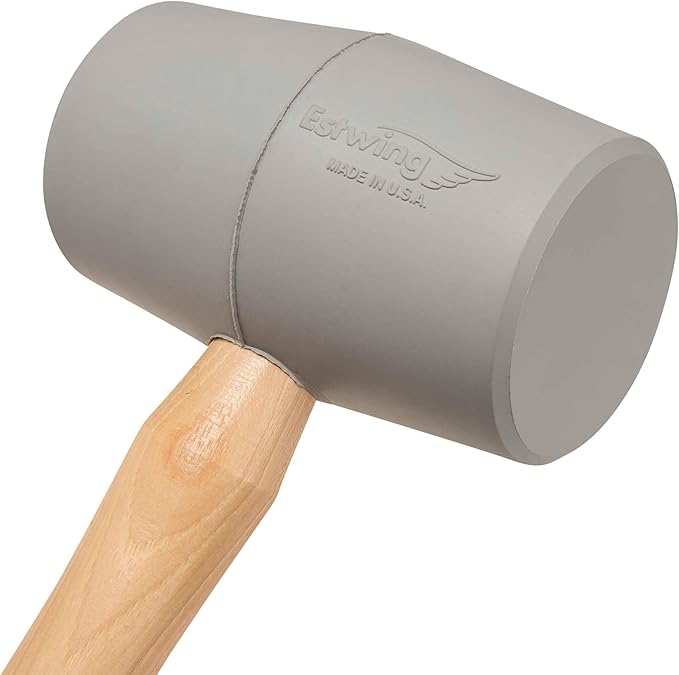ESTWING Deadhead Rubber Mallet - 18 oz No-Mar Hammer with Bounce Resistant Head & Hickory Wood Handle - DH-18N